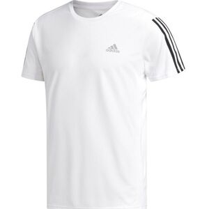 Adidas Athletic Run It Sport T Shirt White Short Sleeve Black Stripe Sz Medium